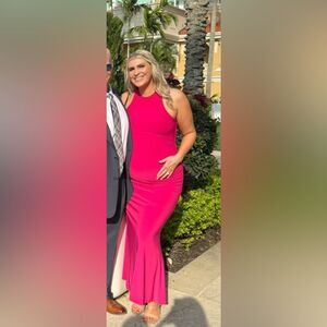 Club L London, high neck, pink maternity dress